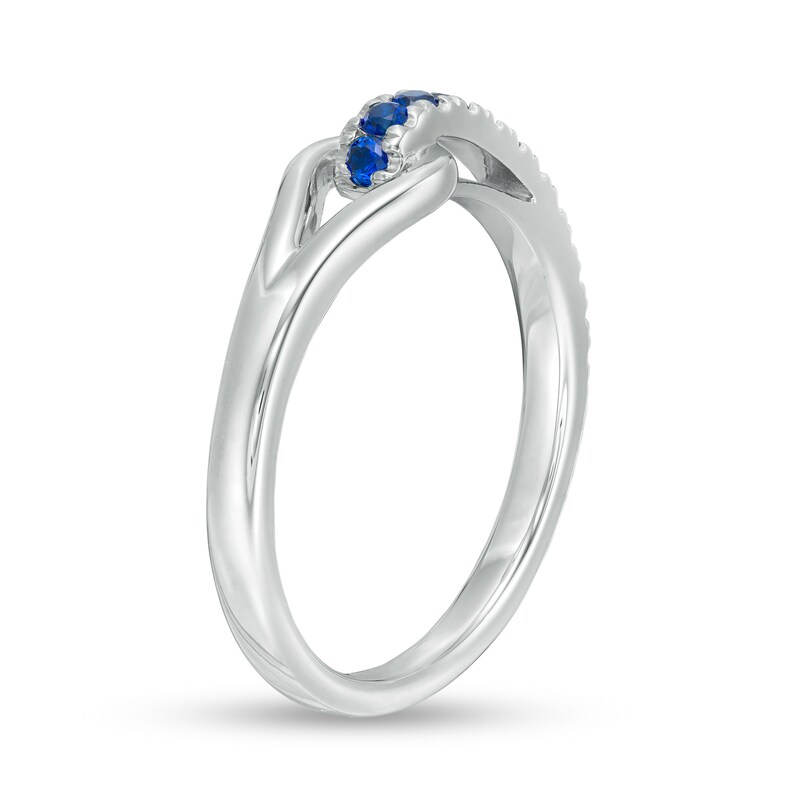 Main Image 3 of Love + Be Loved Lab-Created Blue Sapphire Heart Loop Ring in Sterling Silver