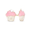 Thumbnail Image 0 of Child's Pink and White Enamel Cupcake Stud Earrings in 10K Gold