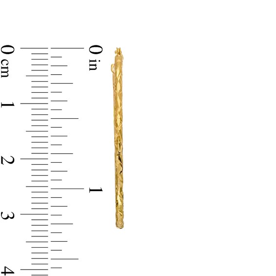 Diamond-Cut Oval Hoop Earrings in 10K Gold