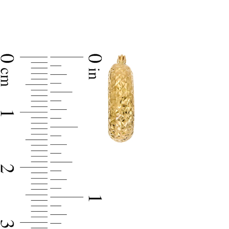 Main Image 3 of Diamond-Cut Hoop Earrings in 10K Gold
