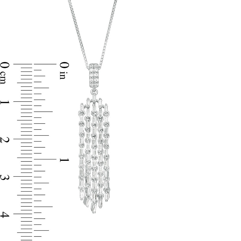 Main Image 2 of Marilyn Monroe™ Collection 0.45 CT. T.W. Diamond Tassel Dangle Pendant in 10K White Gold