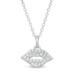 Marilyn Monroe™ Collection 0.13 CT. T.W. Diamond Lips Pendant in Sterling Silver