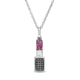 Marilyn Monroe™ Collection Lab-Created Ruby and 0.12 CT. T.W. Black Diamond Pendant in Sterling Silver