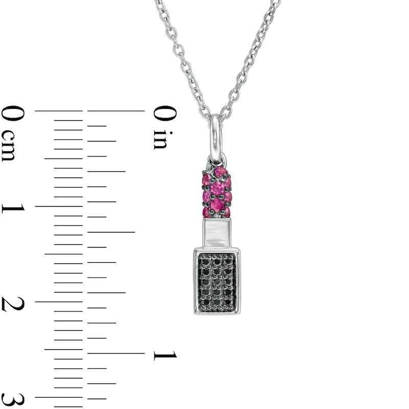 Marilyn Monroe™ Collection Lab-Created Ruby and 0.12 CT. T.W. Black Diamond Pendant in Sterling Silver