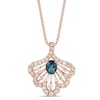 Thumbnail Image 0 of Le Vian® Oval Deep Sea Blue Topaz™ and Crème Brûlée Diamonds™ 0.59 CT. T.W. Diamond Fan Pendant in 14K Strawberry Gold™