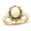 Le Vian® Oval Neopolitan Opal™ and Chocolate Diamonds® 0.10 CT. T.W. Diamond Scallop Frame Ring in 14K Honey Gold™