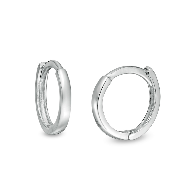 Child's Square Huggie Hoop Earrings in 10K White Gold