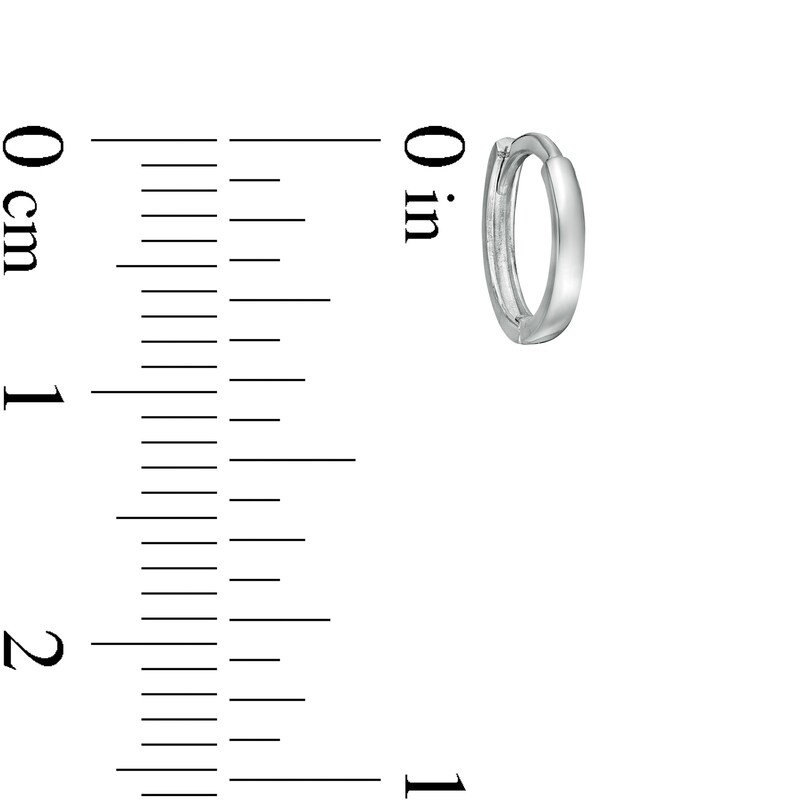 Main Image 2 of Child's Square Huggie Hoop Earrings in 10K White Gold