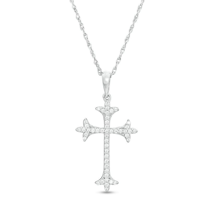 0.145 CT. T.W. Diamond Flared Cross Pendant in Sterling Silver|Peoples Jewellers