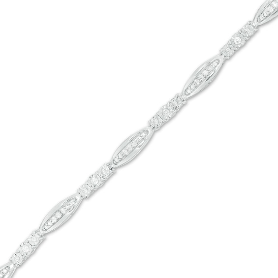 0.37 CT. T.W. Diamond Alternating Marquise Link Bracelet in Sterling Silver - 7.5"