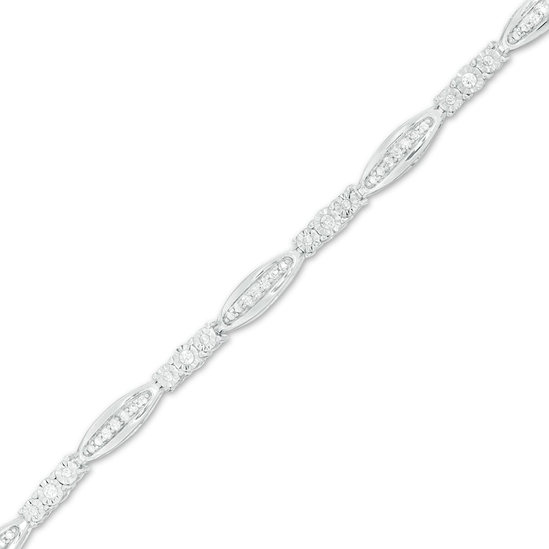 0.37 CT. T.W. Diamond Alternating Marquise Link Bracelet in Sterling Silver - 7.5"