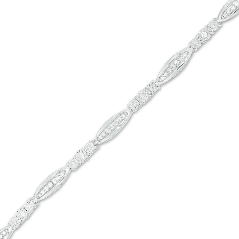 0.37 CT. T.W. Diamond Alternating Marquise Link Bracelet in Sterling Silver - 7.5"|Peoples Jewellers