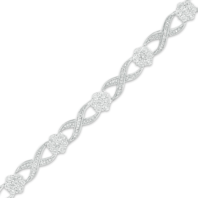 0.23 CT. T.W. Composite Diamond Alternating Infinity Link Bracelet in Sterling Silver - 7.5"|Peoples Jewellers