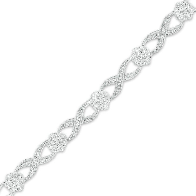0.23 CT. T.W. Composite Diamond Alternating Infinity Link Bracelet in Sterling Silver - 7.5"