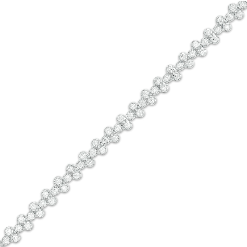 1.95 CT. T.W. Diamond Trios Tennis Bracelet in Sterling Silver - 7.25"|Peoples Jewellers