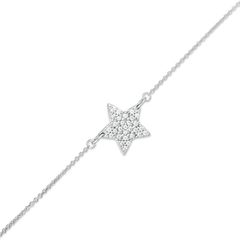 Main Image 1 of Marilyn Monroe™ Collection 0.13 CT. T.W. Diamond Star Bracelet in Sterling Silver - 7.25"