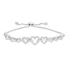 0.04 CT. T.W. Diamond Alternating Heart Link Bolo Bracelet in Sterling Silver - 9.5"