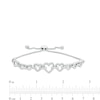 0.04 CT. T.W. Diamond Alternating Heart Link Bolo Bracelet in Sterling Silver - 9.5"