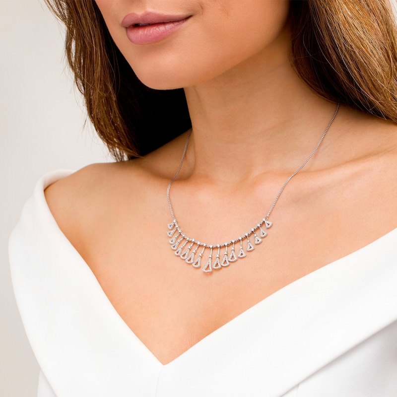 Main Image 3 of Marilyn Monroe™ Collection 1.45 CT. T.W. Diamond Dangle Necklace in 10K White Gold