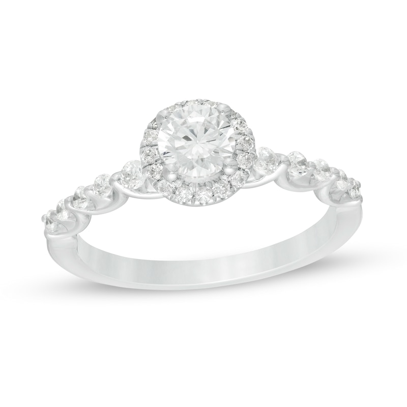 0.69 CT. T.W. Certified Canadian Diamond Frame Engagement Ring in 14K White Gold (I/I2)|Peoples Jewellers