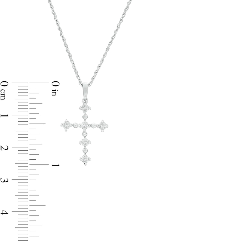 Main Image 3 of Diamond Accent Alternating Large and Small Cross Pendant in Sterling Silver