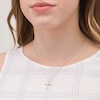 Thumbnail Image 2 of 0.115 CT. T.W. Diamond Flared Cross with Heart Pendant in Sterling Silver and 10K Gold