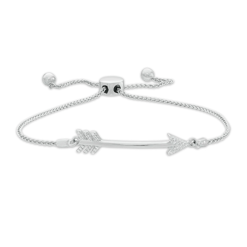 0.04 CT. T.W. Diamond Arrow Bolo Bracelet in Sterling Silver - 9.5"|Peoples Jewellers