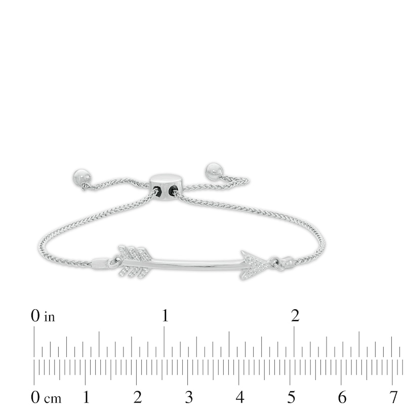 Main Image 3 of 0.04 CT. T.W. Diamond Arrow Bolo Bracelet in Sterling Silver - 9.5"