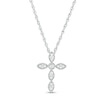 Thumbnail Image 0 of 0.085 CT. T.W. Diamond Vintage-Style Marquise Cross Pendant in Sterling Silver