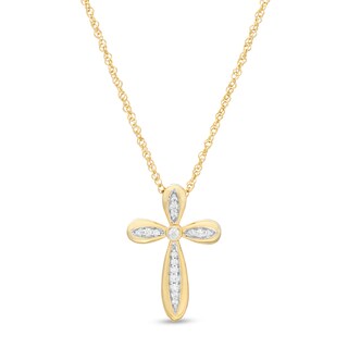 0.085 CT. T.W. Diamond Cross Pendant in 10K Gold