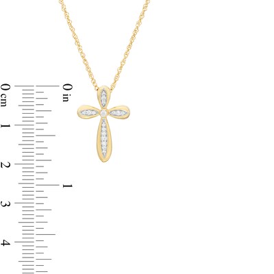 0.085 CT. T.W. Diamond Cross Pendant in 10K Gold