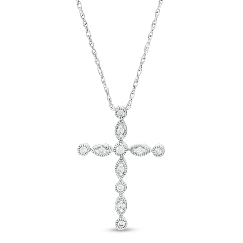 0.115 CT. T.W. Diamond Vintage-Style Cross Pendant in Sterling Silver|Peoples Jewellers