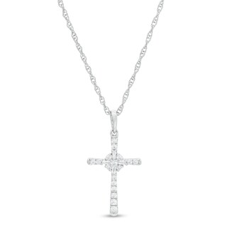 0.145 CT. T.W. Diamond Cross Pendant in Sterling Silver