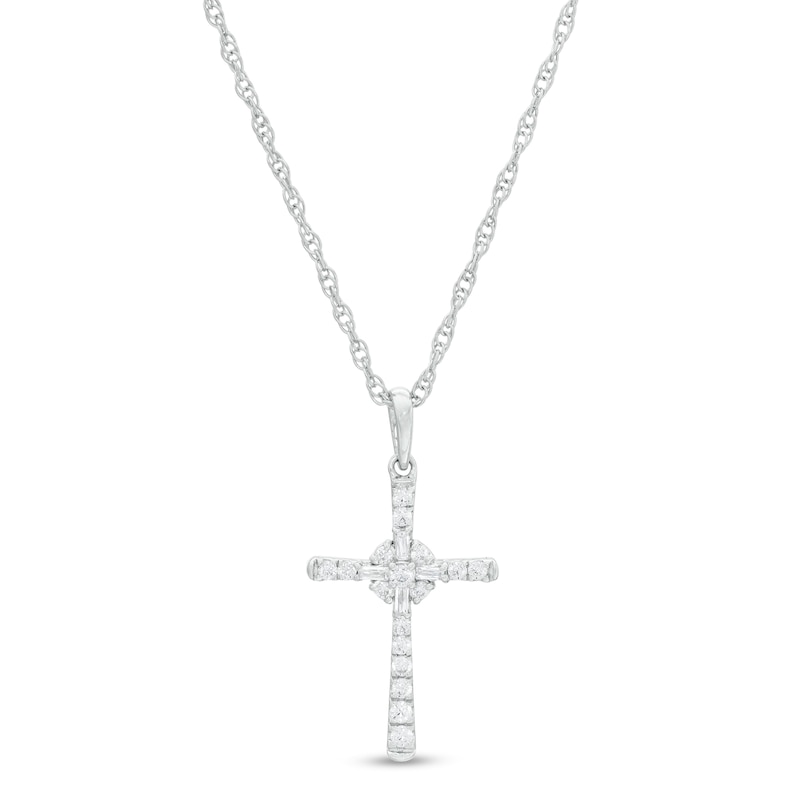 0.145 CT. T.W. Diamond Cross Pendant in Sterling Silver|Peoples Jewellers