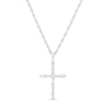 Thumbnail Image 0 of 0.18 CT. T.W. Baguette and Round Diamond Cross Pendant in 10K White Gold