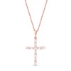 0.18 CT. T.W. Baguette and Round Diamond Cross Pendant in 10K Rose Gold