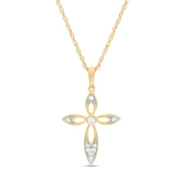 0.065 CT. T.W. Diamond Cross Pendant in 10K Gold