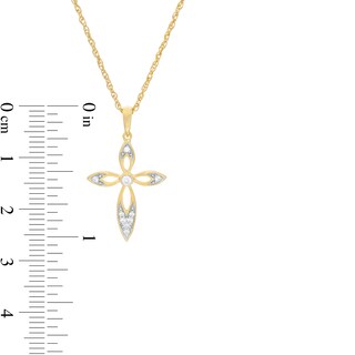 0.065 CT. T.W. Diamond Cross Pendant in 10K Gold