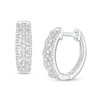 Thumbnail Image 0 of 0.50 CT. T.W. Diamond Double Row Hoop Earrings in 10K White Gold