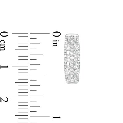 0.50 CT. T.W. Diamond Double Row Hoop Earrings in 10K White Gold