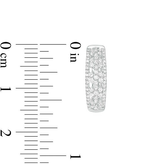 0.50 CT. T.W. Diamond Double Row Hoop Earrings in 10K White Gold