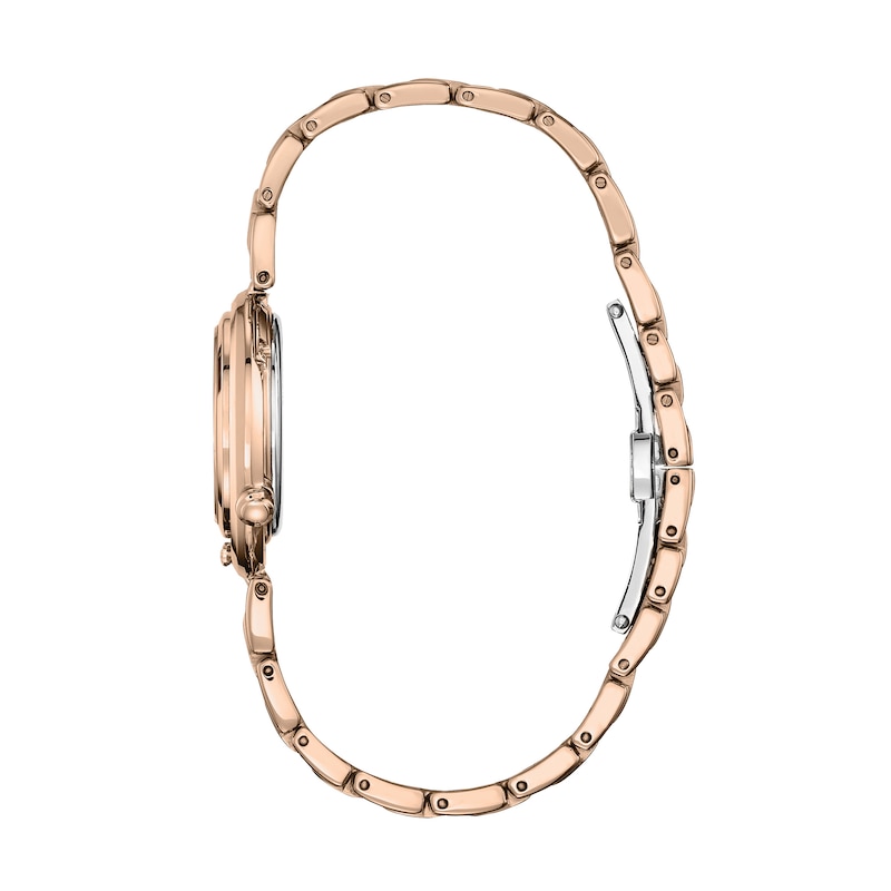 Main Image 2 of Ladies' Citizen Eco-Drive® Disney Belle Diamond Accent Rose-Tone Watch with Mother-of-Pearl Dial (Model: EM0823-58D)