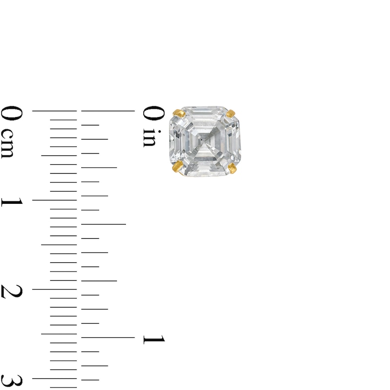 Main Image 3 of Asscher-Cut Cubic Zirconia Solitaire Stud Earrings in 10K Gold
