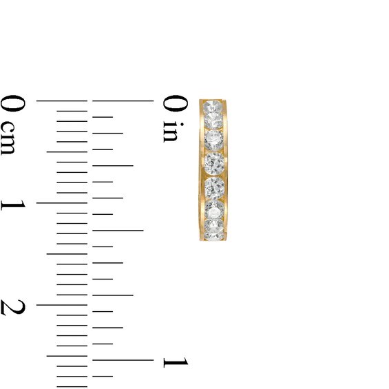 Cubic Zirconia Huggie Hoop Earrings in 10K Gold