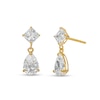 Thumbnail Image 1 of Pear-Shaped Cubic Zirconia Tilted Square Drop Earrings in 10K Gold