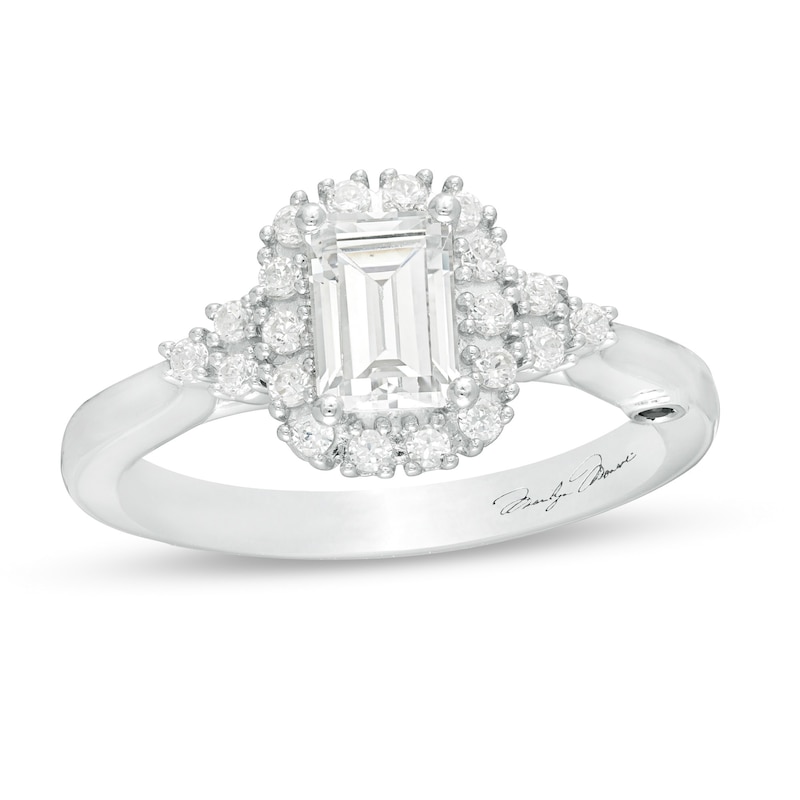 Main Image 1 of Marilyn Monroe™ Collection 0.95 CT. T.W. Emerald-Cut Diamond Frame Engagement Ring in 14K White Gold