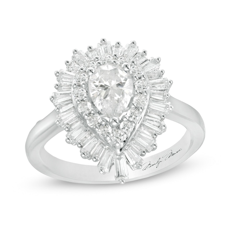 Main Image 1 of Marilyn Monroe™ Collection 1.45 CT. T.W. Pear-Shaped Diamond Frame Engagement Ring in 14K White Gold