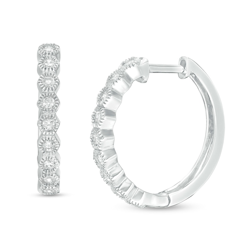0.23 CT. T.W. Diamond Vintage-Style Hoop Earrings in Sterling Silver|Peoples Jewellers