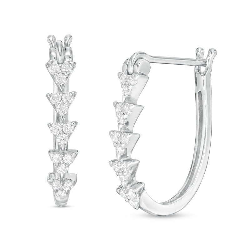 0.18 CT. T.W. Diamond Linear Triangle Hoop Earrings in Sterling Silver|Peoples Jewellers