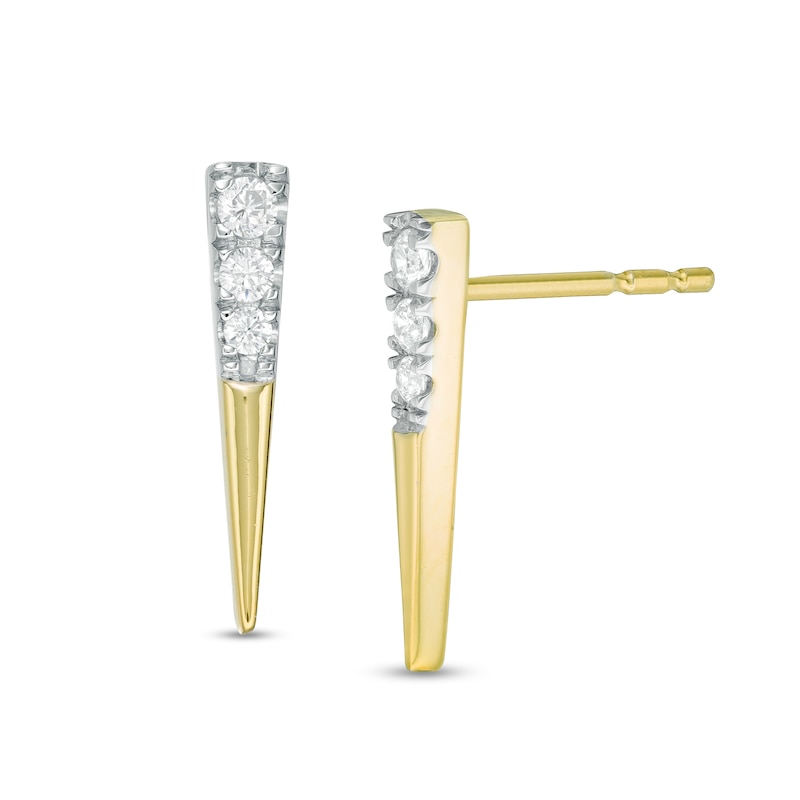 Main Image 1 of 0.115 CT. T.W. Diamond Elongated Triangle Drop Earrings in 10K Gold